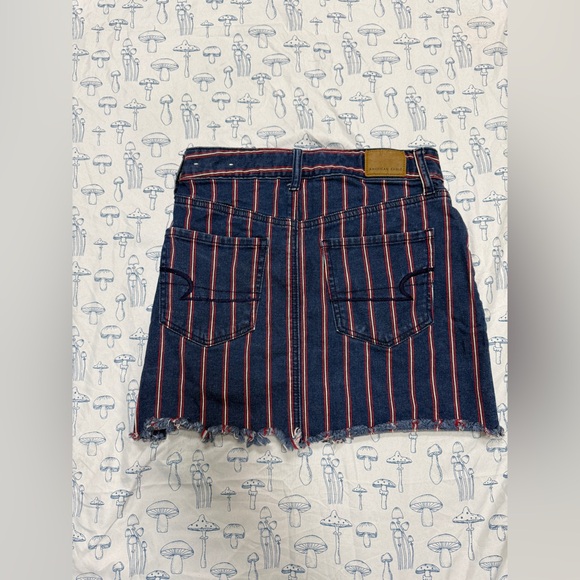 American Eagle Outfitters Navy and Red Striped Jean Skirt - Picture 6 of 6
